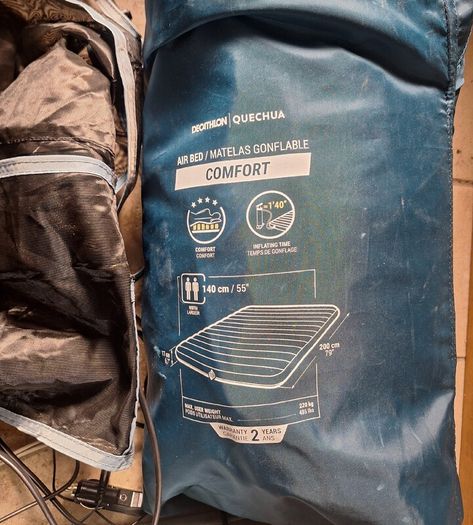 Camping Bundle - Decathlon Quechua Air Bed, Electric Pump & Windbreaker