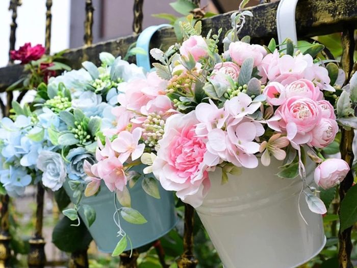 10Pack Metal Iron Hanging Flower Pots,Vase Hanging Balcony Garden Planter Holders With Detachable Handle and Drainage Hole, Outdoor Flower Pot For Fence Deck Balcony Garden Clay Home Decor (FREE POSTAGE)