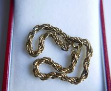 Vintage Gold Plated Twisted Rope Chain Bracelet length 7,5"