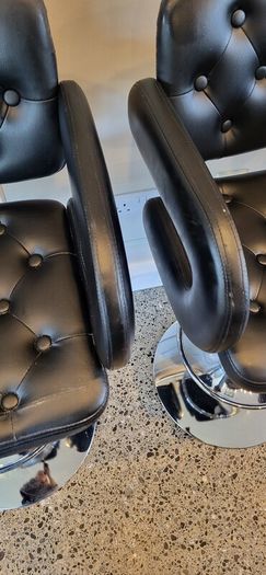 Set of 3 black leather effect bar stools