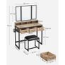 Dressing Table with Padded Stool, Dressing Table with Triple Mirror, 3 Drawers, Hair Dryer Holder, Cosmetic Table, Modern Style, White Image 8