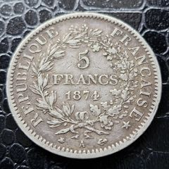 1874  France  5 Francs Hercule 3rd republic Silver coin