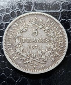 1874  France  5 Francs Hercule 3rd republic Silver coin