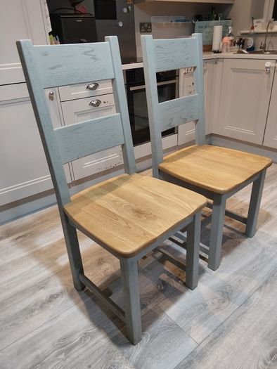 Solid wood grey dining chairs