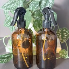 Set of 2 Amber Glass Spray Bottles