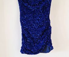 Strapless blue sequin dress
