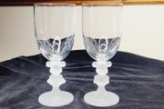 Vintage Disney Mickey &amp; Minnie Mouse Frosted Figural Stem Glasses Made in Japan Set of 2
