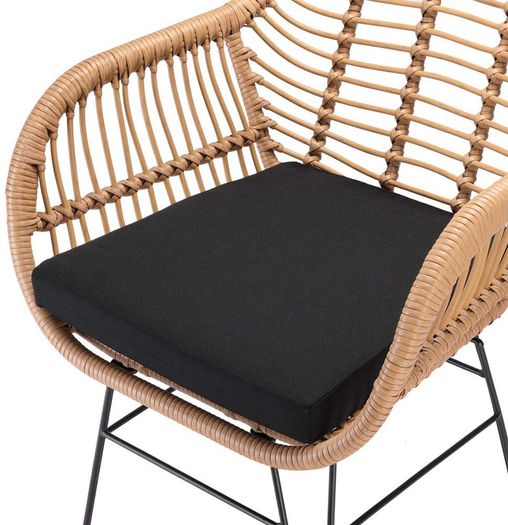 _3-Piece. Balcony Set Side Table 2 Lounge Chairs Indoor Outdoor Weatherproof Natural Poly Rattan Look Garden Balcony Set