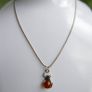 Vintage 925 Sterling Silver and Genuine Baltic Amber Spider Pendant length 16" - 4,8g Image 3