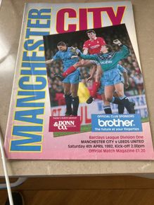 Old 1992 Manchester City Program