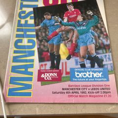 Old 1992 Manchester City Program
