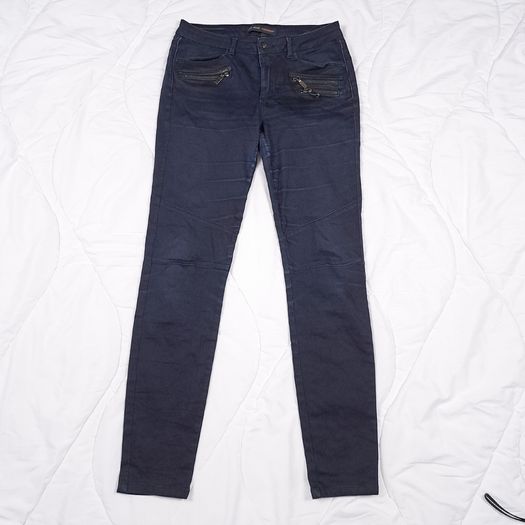 Mos Mosh Dark Blue Moto Biker Zip Detail Skinny Denim Jeans Size 28/10UK/38EU