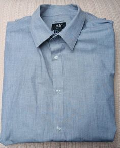 Mens H&M slim fit easy iron size S long sleeved grey shirt