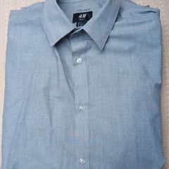 Mens H&M slim fit easy iron size S long sleeved grey shirt