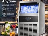 Commercial Ice Maker 59kg Per Day Stainless Steel Ice Machine with 15kg Storage for Home Bar Restaurant and Cafe