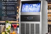 Commercial Ice Maker 59kg Per Day Stainless Steel Ice Machine with 15kg Storage for Home Bar Restaurant and Cafe