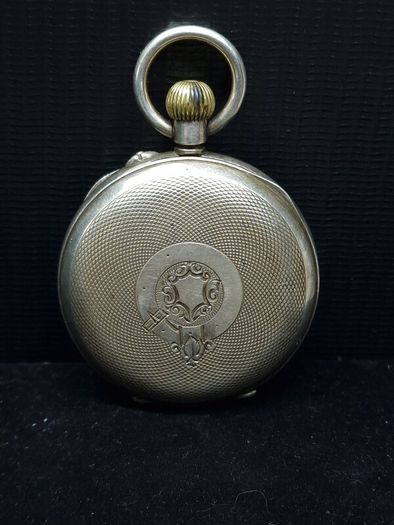 Antique pocket watch, 935 silver case, moonphase calendar, working