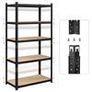 LARGE storage racks, heavy-duty racks, set of 2, cellar shelves, 200 x 100 x 50 cm, up to 875 kg loadable, 5 adjustable shelves, metal shelves, plug-in shelves, workshop shelves, black Image 3