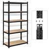 LARGE storage racks, heavy-duty racks, set of 2, cellar shelves, 200 x 100 x 50 cm, up to 875 kg loadable, 5 adjustable shelves, metal shelves, plug-in shelves, workshop shelves, black