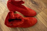 Red leather hill boots