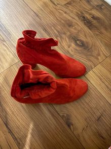Red leather hill boots