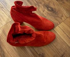 Red leather hill boots