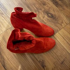 Red leather hill boots