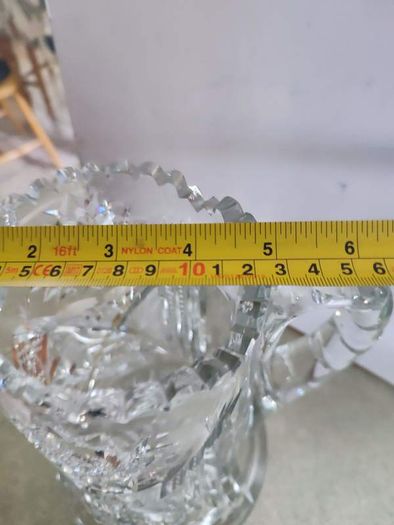 Antique American Brilliant heavy Crystal 1900 s Tall Sawtooth Pitcher, Brilliant Cut Glass Hobstar 9" Water Pitcher and  weighs about 7 lb. 3.1 kg.approx.