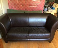 COUCH - black leather 3 seater