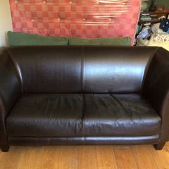 COUCH - black leather 3 seater
