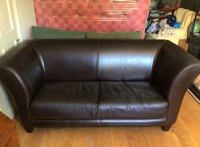 COUCH - black leather 3 seater