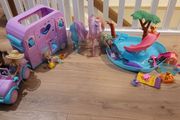 Barbie Pool, Horse Box and car, horses, accessories