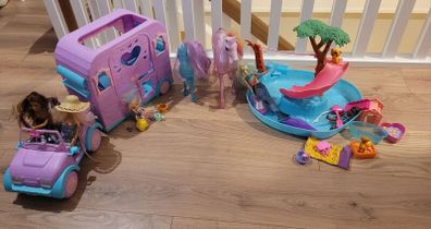Barbie Pool, Horse Box and car, horses, accessories