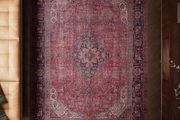 240x330cm, 75% Recycled Cotton, Short Pile, Non-Slip Backing, Non-Shedding, Suitable for Bedroom, Kitchen, Hallway, Office, Large, Aesthetic Crimson Red