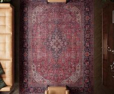 240x330cm, 75% Recycled Cotton, Short Pile, Non-Slip Backing, Non-Shedding, Suitable for Bedroom, Kitchen, Hallway, Office, Large, Aesthetic Crimson Red