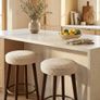 Set of 2 Chenille Bar Stools, 68cm Counter Height Upholstered Kitchen Bar Chairs with Solid Wood Legs Image 7