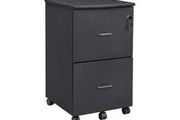 Roll container with lock and drawers, lockable filing cabinet with adjustable hanging registry, granite-black
