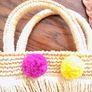 & other Stories woven straw pom pom tote bag Image 3