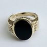 Vintage Heavy 9ct Yellow Gold Gents Black Stone Ring Image 8