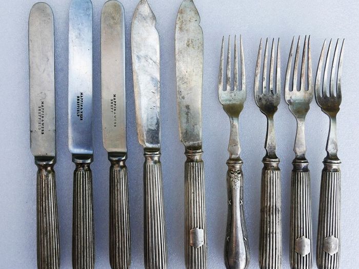 Vintage mixed set of Elkington & Co. silver-plated flatware 1800s