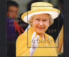 2001 Alderney The 75th Anniversary of the Birth of Queen Elizabeth I Commemorative Stamp Miniature Sheet Mint Never Hinged (MNH)