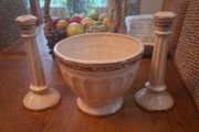 Ceramic candlesticks and bowl