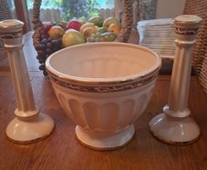 Ceramic candlesticks and bowl