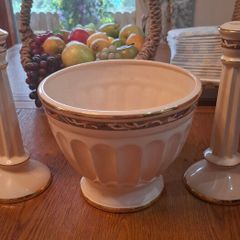 Ceramic candlesticks and bowl
