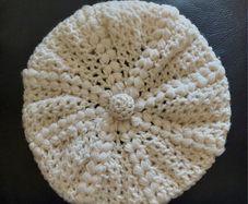Hand knitted aran beret
