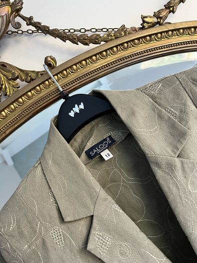 Saloos Collection Olive Green Linen Blouse Size UK 12