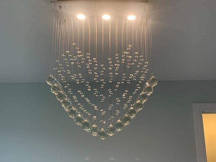 Heart Shape Crystal Chandelier, Modern Crystal Romantic LED Ceiling Lights Fixture, Rectangle Flush Mount Pendant Lamp for Living Room, Bedroom, Dining Room, Hallway, L50cm W20cm H70cm (FREE POSTAGE)