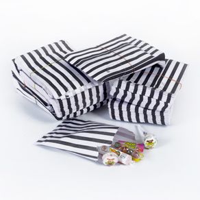 lot of 200 pcs BLACK stripe sweet bags eco friendly ideal for candy weddings parties candy cart shop small retails and sweet shops SIZE 5x7 inches