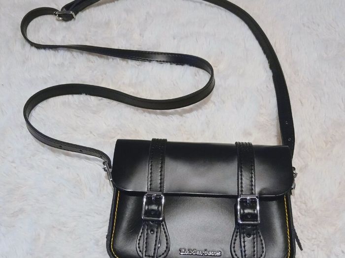Dr. Martens Black Leather 7" Crossbody Satchel Bag
