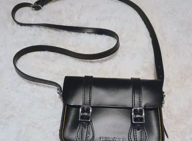 Dr. Martens Black Leather 7" Crossbody Satchel Bag